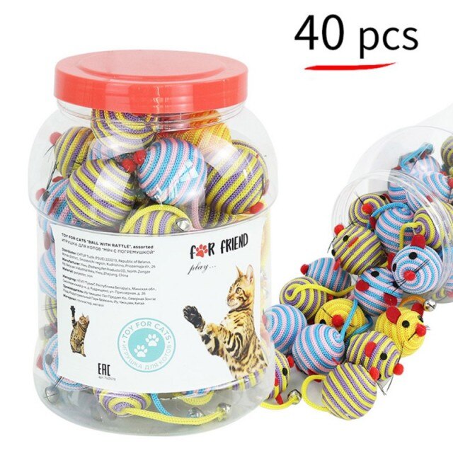 40pcs/pack Colorful Feather Cat Toys False Mouse Kitten Cat Toy Mixed Collection-4